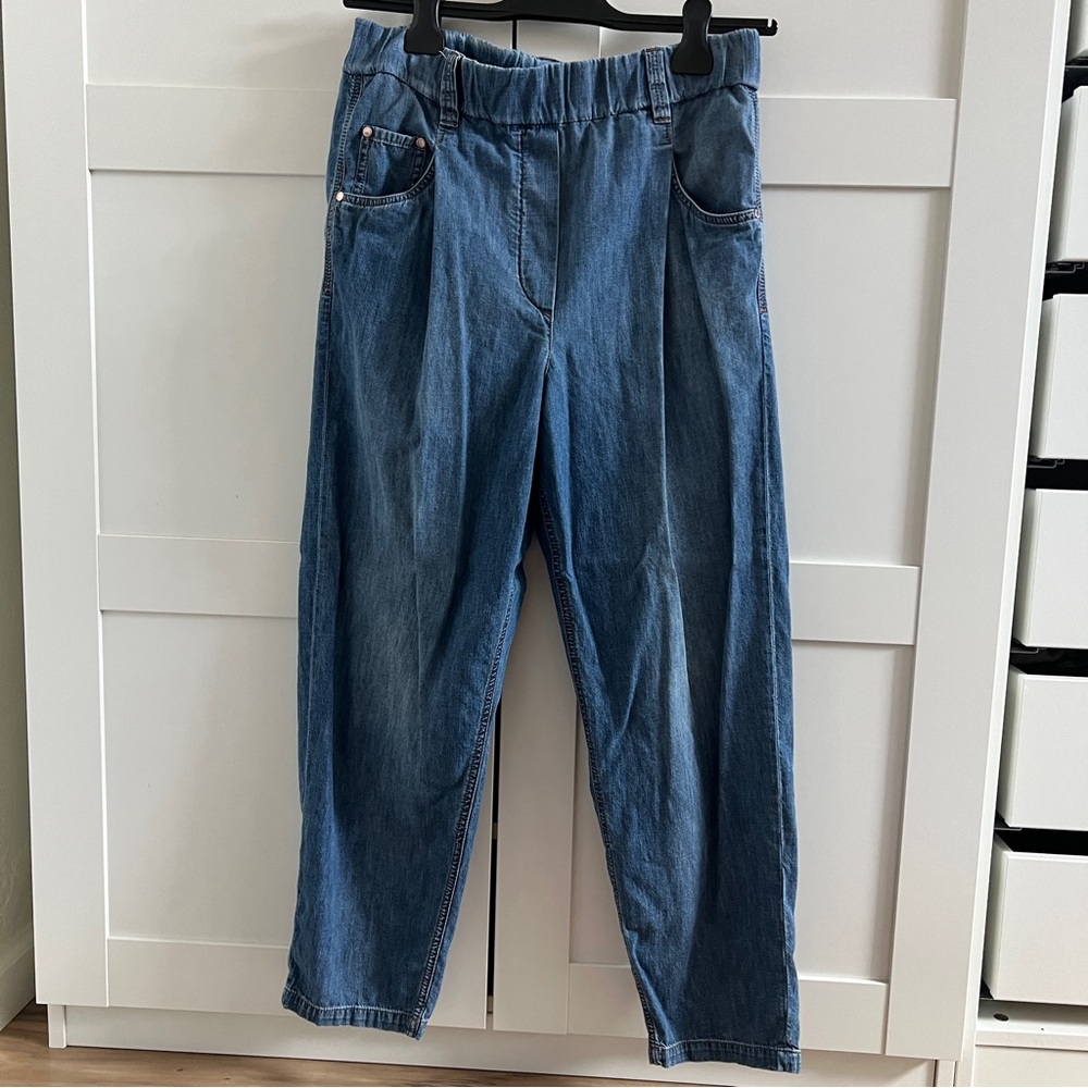 Brunello Cucinelli denim jogger with Monili, size 8US/ 44IT